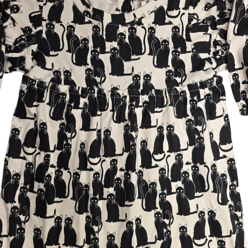 NWT Kate Quinn Bamboo Long Bubble Sleeve Jumpsuit Black Cat Romper & Headband - Picture 2 of 11